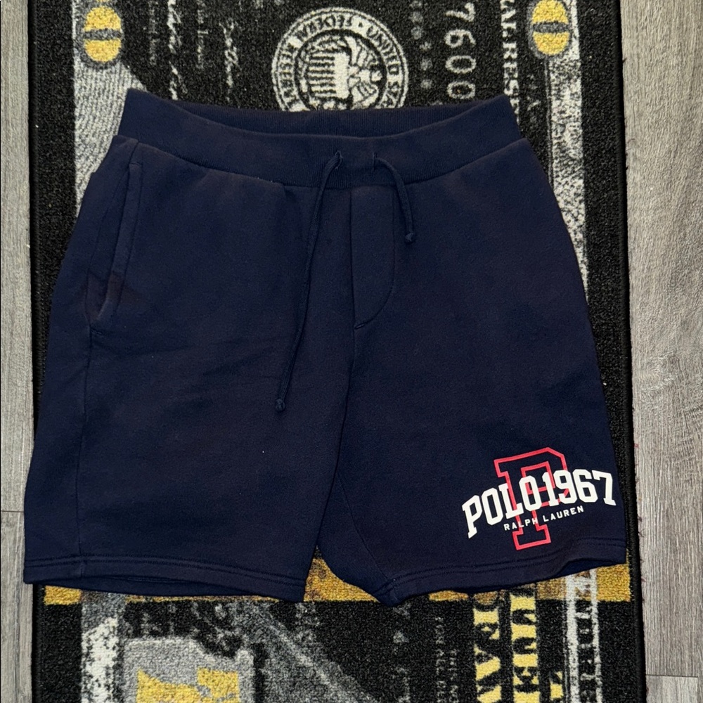 Polo Ralph Lauren Navy Fleece Logo Shorts Men’s Small – 1967 patch
